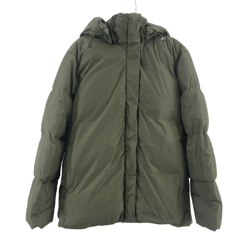 Jenni Kayne Women’s XS Army Green Zip-Up Hooded Puffer Jacket Polyester Preowned